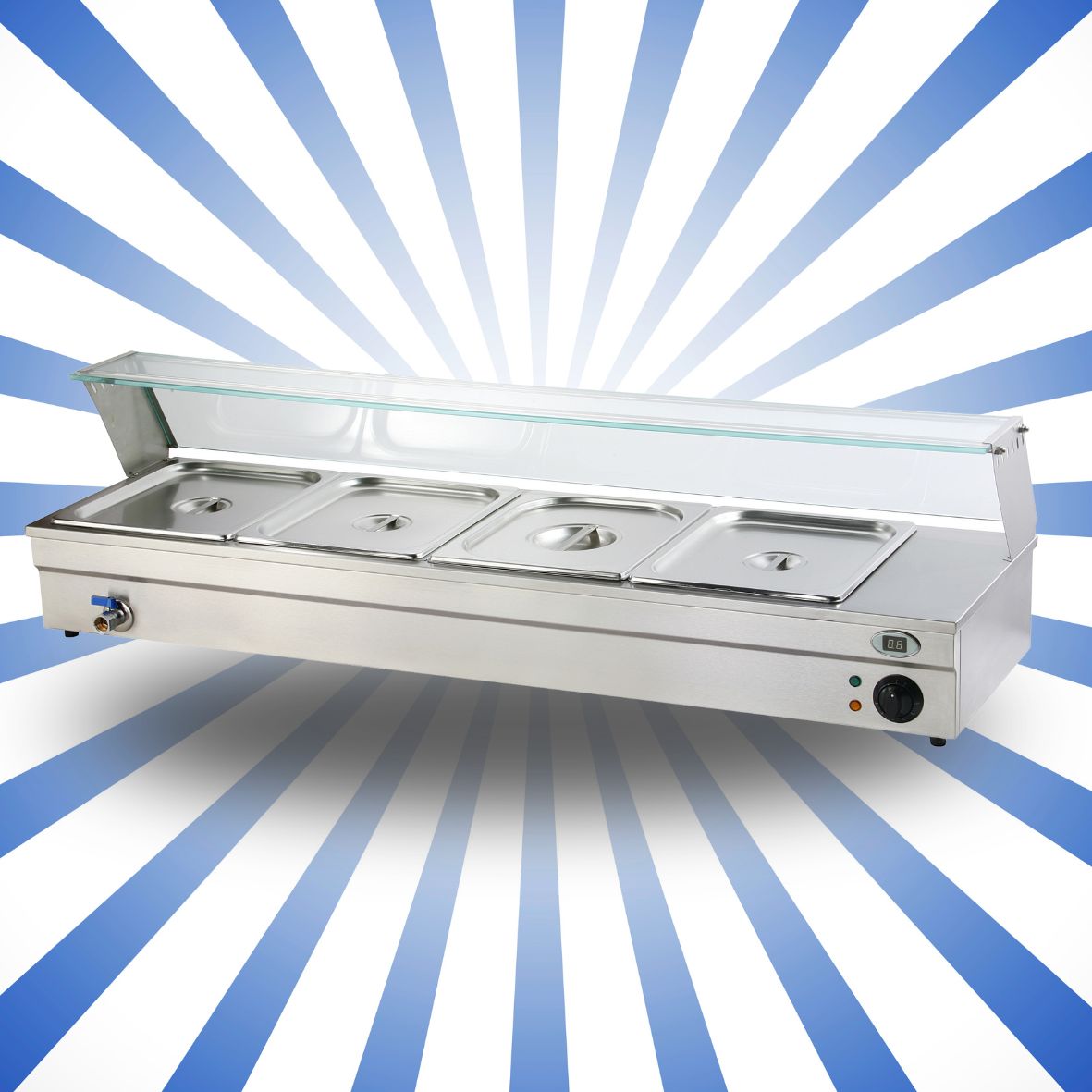 Espositore bagnomaria - scaldavivande 4 GN 1/3 KM-BM43