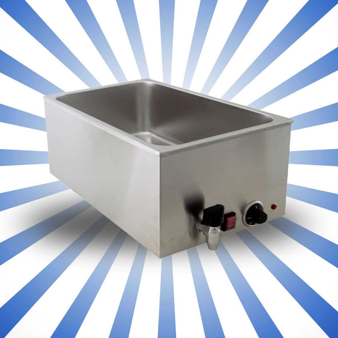 Bagnomaria 1200W con rubnetto di scarico -GN 1/1 senza contenitore - KM165BT