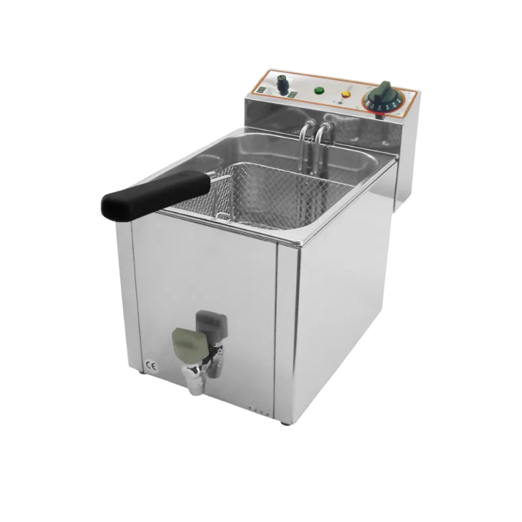 Friggitrice elettrica per bar - banco snack - rubinetto di scarico - capacità vasca 8 lt.