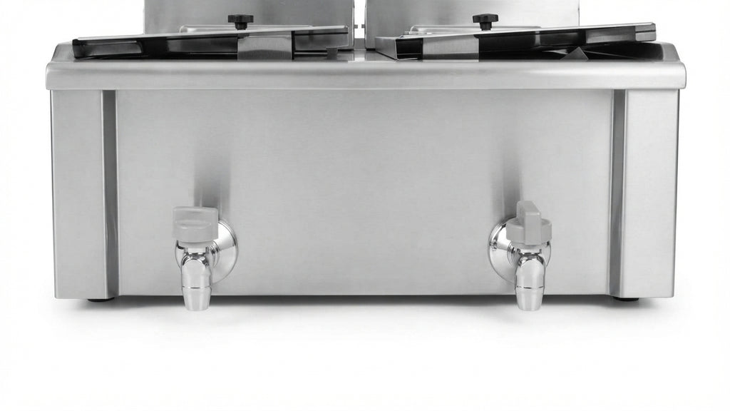 Friggitrice elettrica per bar - banco snack- capacità vasca 7+7 lt - con rubinetto di scarico - KM-EF102V