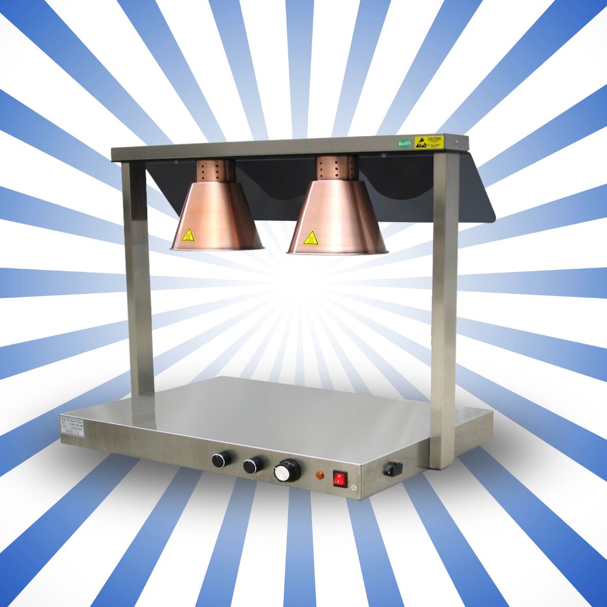 Piastra riscaldante - scaldavivande in acciaio inox 2 lampade a infrarossi W 1000 KM-PS2