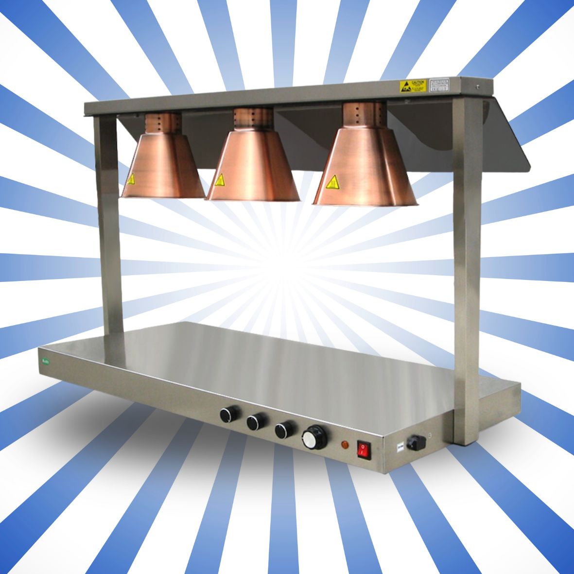 Piastra riscaldante - scaldavivande in acciaio inox 3 lampade a infrarossi W 1400 KM-PS3