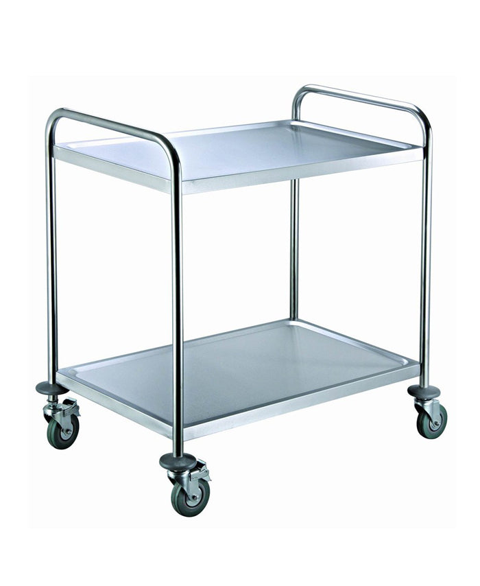 Carrello di servizio professionale a 2 ripiani in acciaio inox – portata 30 kg per ripiano