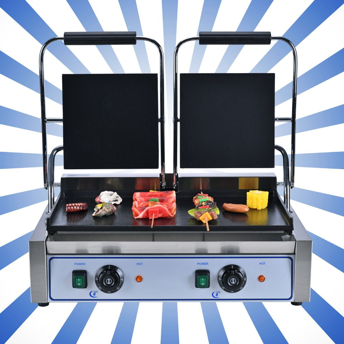 Piastra - griglia per panini doppia liscia sopra e sotto KM-GRI824