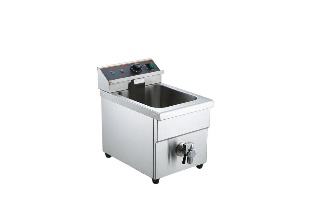 Friggitrice elettrica ad induzione per bar - banco snack - 3500 W - capacità olio 8 lt. - rubinetto di scarico