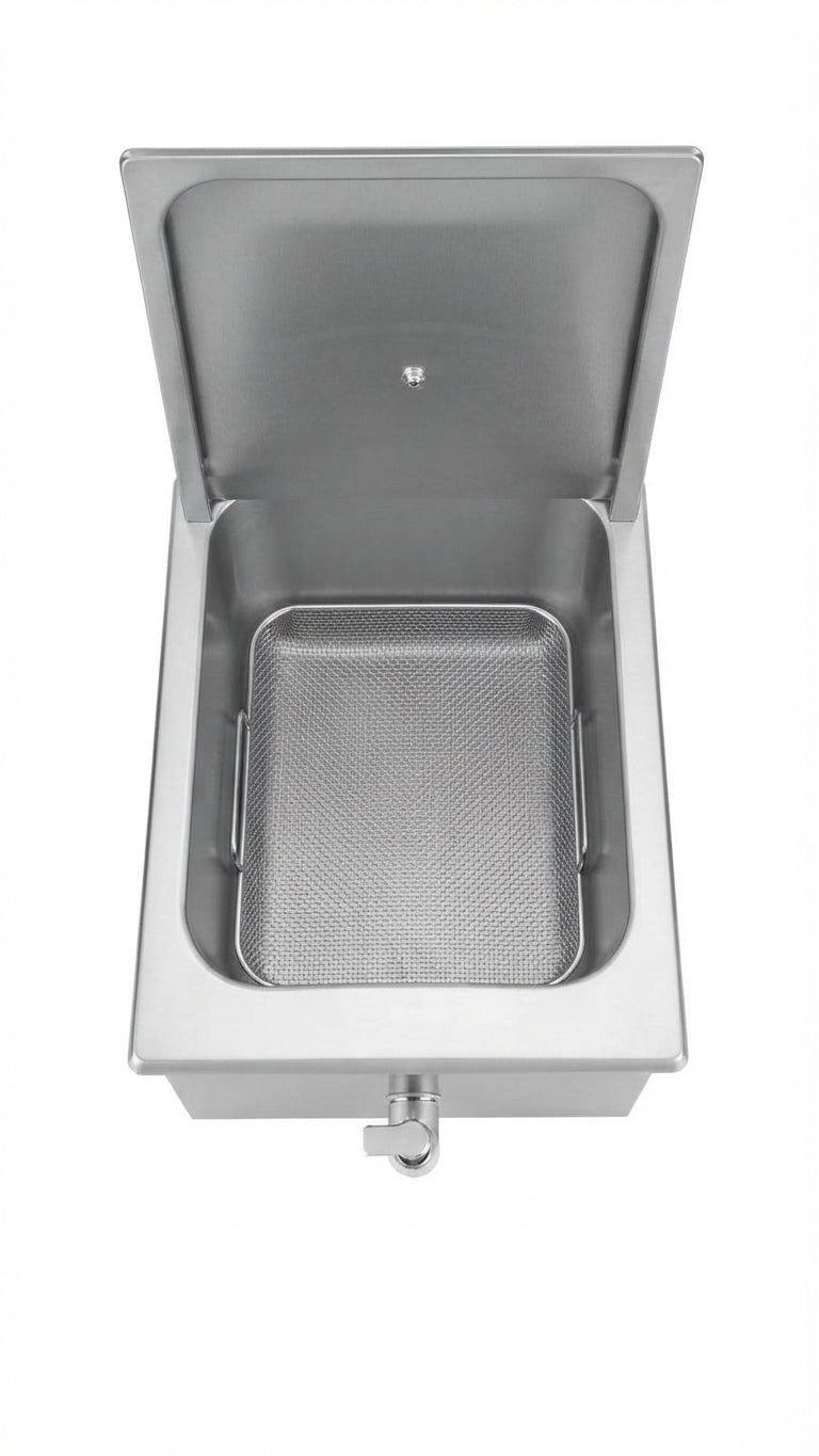 Friggitrice elettrica ad induzione per bar - banco snack - 3500 W - capacità olio 8 lt. - rubinetto di scarico